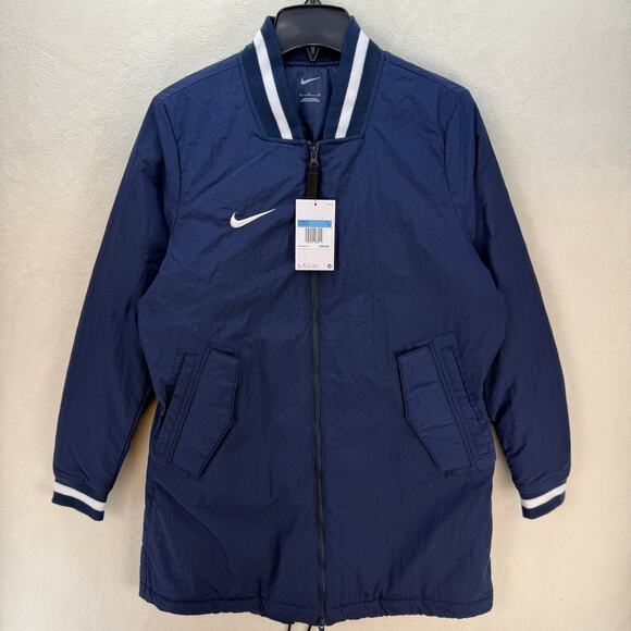 NIKE WOMEN'S MEDIUM NAVY BLUE BENCH MID THIGH QUILTED JACKET DC9103-419 - Picture 1 of 6